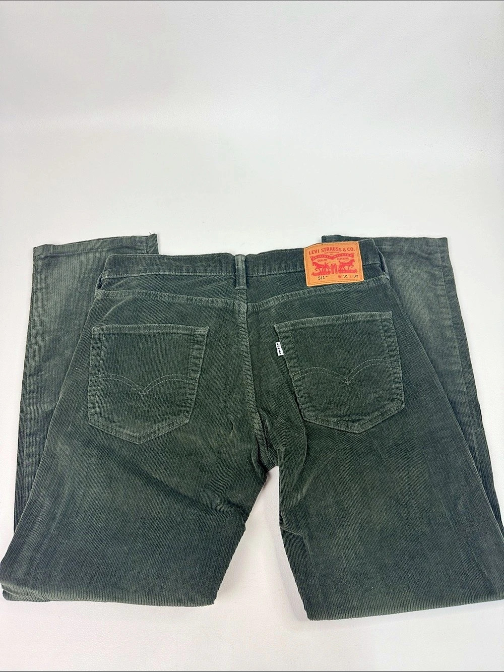 Levi's 511 Men's Green Corduroy Straight Jeans pants Waist 31/32 - Picture 3 of 13